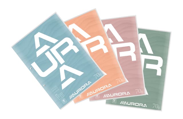 Cursusblok Aurora A4 ruit 4x8mm 2-gaats 200 pagina's 70gr