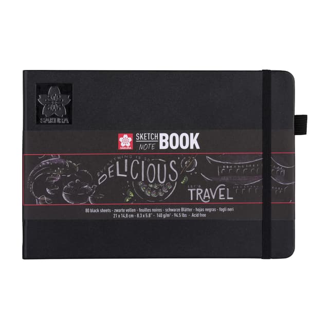 Schetsboek Sakura 80 zwarte vellen 140gr 210x148mm zwart