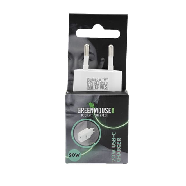 Oplader Green Mouse USB-C 20w wit blisterverpakking