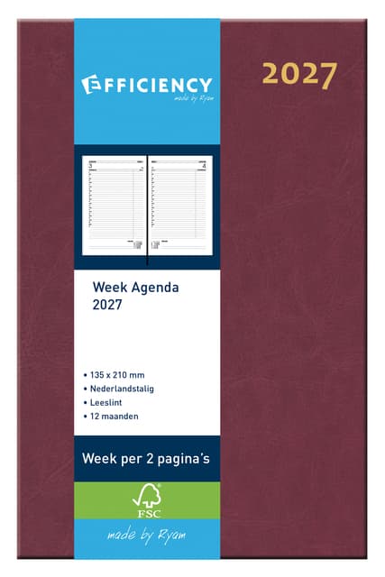Agenda 2025 Ryam Efficiency Baladek 7dagen/2pagina's bordeaux