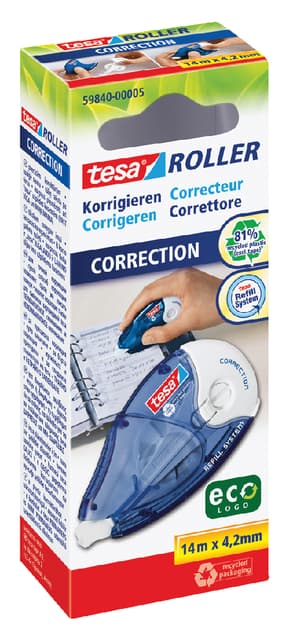 Correctietape tesa® ecoLogo® 4,2mmx14m navulbaar hangdoosje
